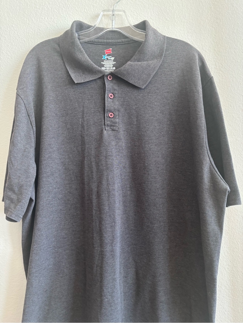 Hane’s Men's Dark Gray Polo Shirt - Classic Short Sleeve